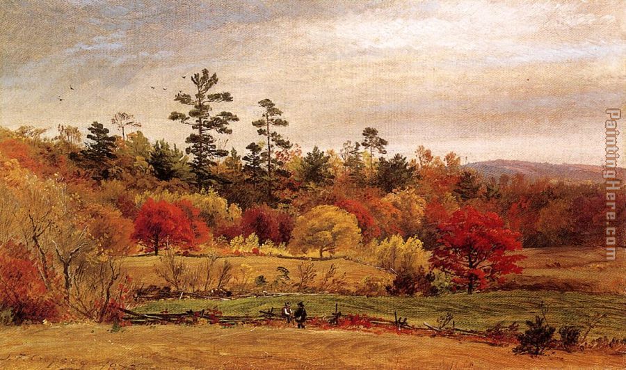 Conversation at the Fence painting - Jasper Francis Cropsey Conversation at the Fence art painting